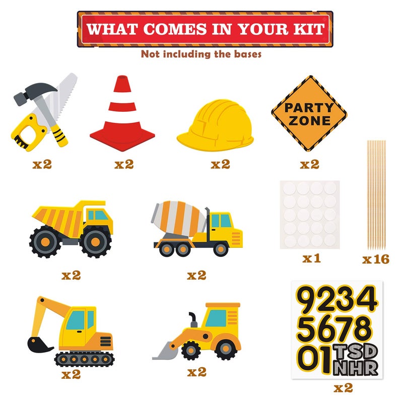 Faisichocalato 16pcs Construction Party Centerpiece Dump Truck Car Table Topper Decoration Zone Birthday Party Supplies - Image 3